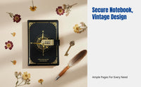 Secret Notebook with Lock, 2025 Vintage Literary Style, PU Cover, Compact, Unisex, Gift Option