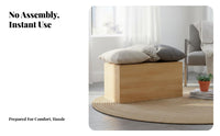 hardwood Wood Storage Box, Multi-Functional Ottoman, Japanese design, No Assembly Required, Large Capacity