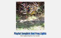 Solar Garden Light, Vintage Songbird and Frog Design, Decorative Courtyard Stake