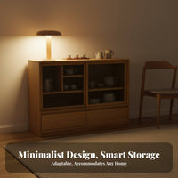 Nordic Hardwood Sideboard, Minimalist Buffet Cabinet, Multi-Functional Storage, Wall-Mounted for Living Room