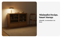 Nordic Hardwood Sideboard, Minimalist Buffet Cabinet, Multi-Functional Storage, Wall-Mounted for Living Room