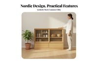 Nordic Hardwood Sideboard, Minimalist Buffet Cabinet, Multi-Functional Storage, Wall-Mounted for Living Room