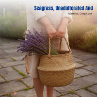 Seagrass Woven Basket, Handmade, Foldable Flower Pot, Sturdy, Nordic Design, Home Decor