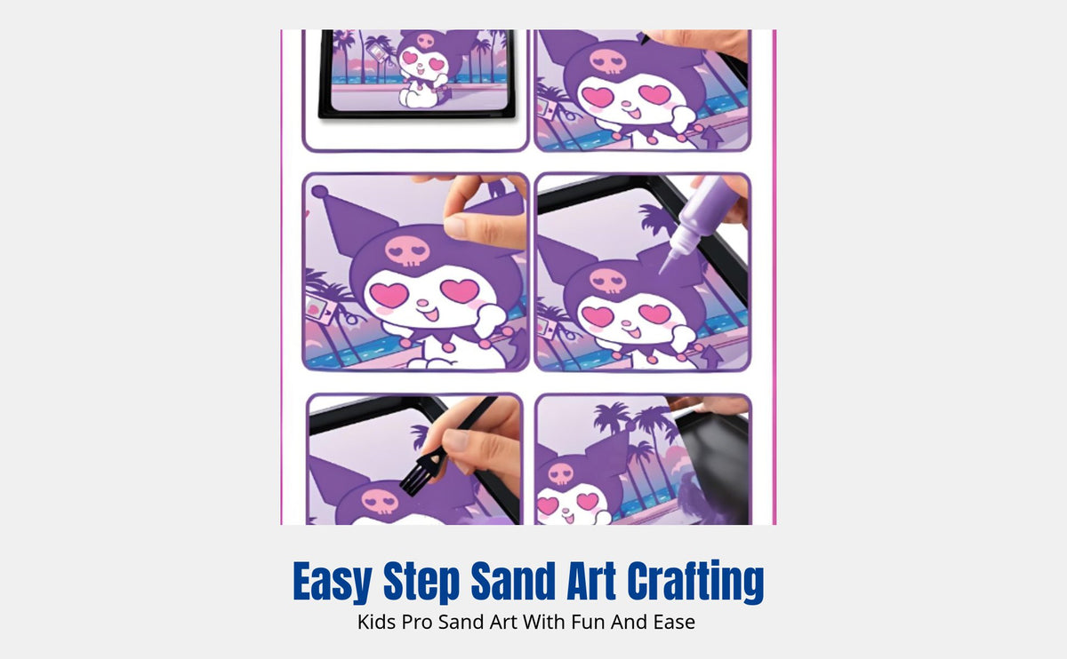 Sand Art Kit for Kids, Kuromi & My Tune DIY Craft, 12 Colored Sands, Gift Box