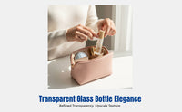 Glass Dispenser Bottle, Transparent Cat Pattern, Essential Oil Perfume Refillable, Multiple Cap Options