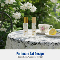 Glass Dispenser Bottle, Transparent Cat Pattern, Essential Oil Perfume Refillable, Multiple Cap Options