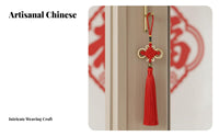 Chinese Knot Tassel, Gold-Edged Auspicious Ornament, Beaded Hanging Decoration, Ancient Style, Festive Decor