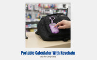 Mini Calculator, Portable Flip Cover Keychain, 8-Digit Display, Student Pocket, Customizable Insignia