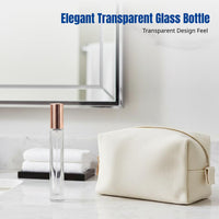 Square Transparent Perfume Spray Bottle, Glass, Press-Type, Travel Sample Bottle with Cap