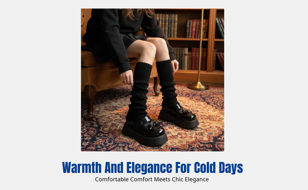 Knitted Leg Warmers, Long Tube Socks for Women, Autumn Winter, Warm, Cute, Layered