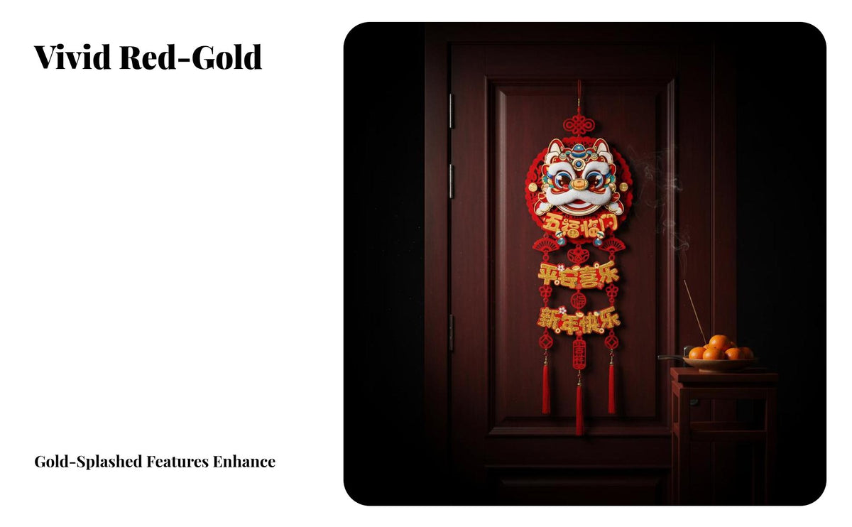 Chinese New Year Door Decor, Snake Year Plush Fu Character, Lion Dance Wall Hanging