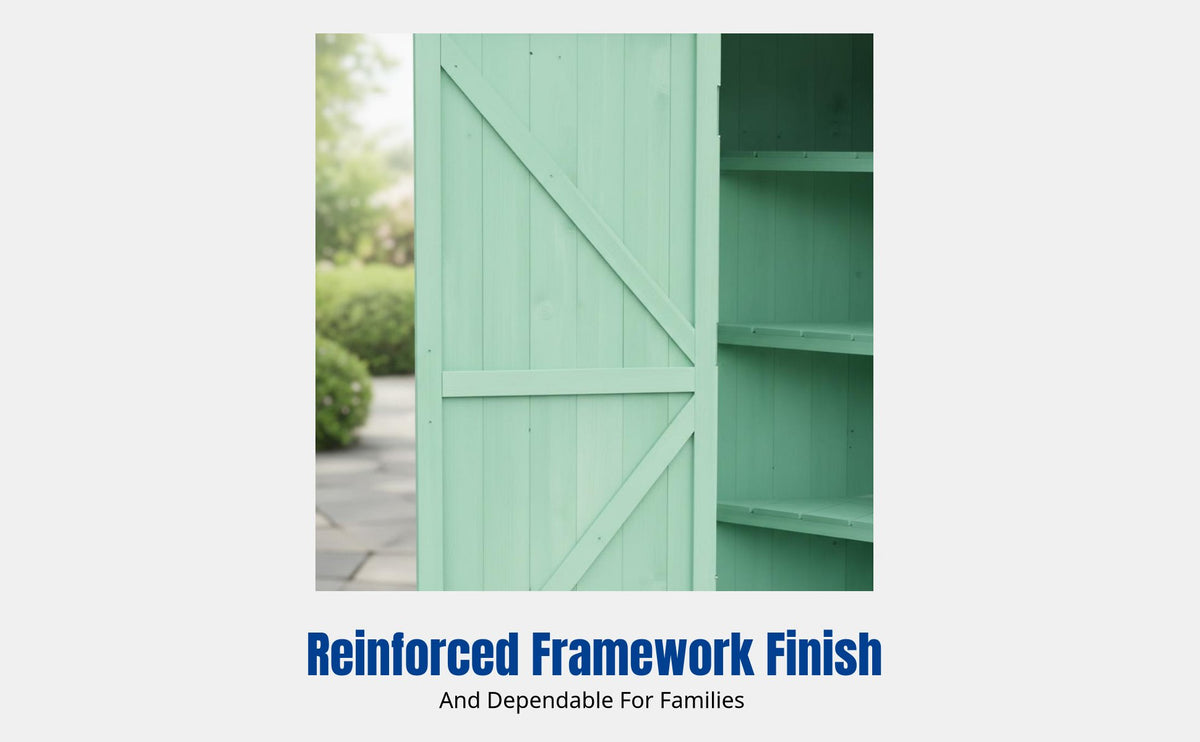 Outdoor Storage Cabinet, Durable Wood, Waterproof, Sun Resistant, Multi-Tier Organizer for Garden, Patio, Balcony