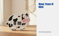 Kids Wooden Animal Electronic Keyboard, Early Learning Keyboard Toy, Educational Multifunctional Instrument