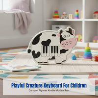 Kids Wooden Animal Electronic Keyboard, Early Learning Keyboard Toy, Educational Multifunctional Instrument