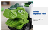 Dinosaur Engineering Vehicle, Transforming Alloy Track Launcher, Educational Car Toy for Boys