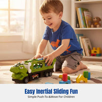 Dinosaur Engineering Vehicle, Transforming Alloy Track Launcher, Educational Car Toy for Boys