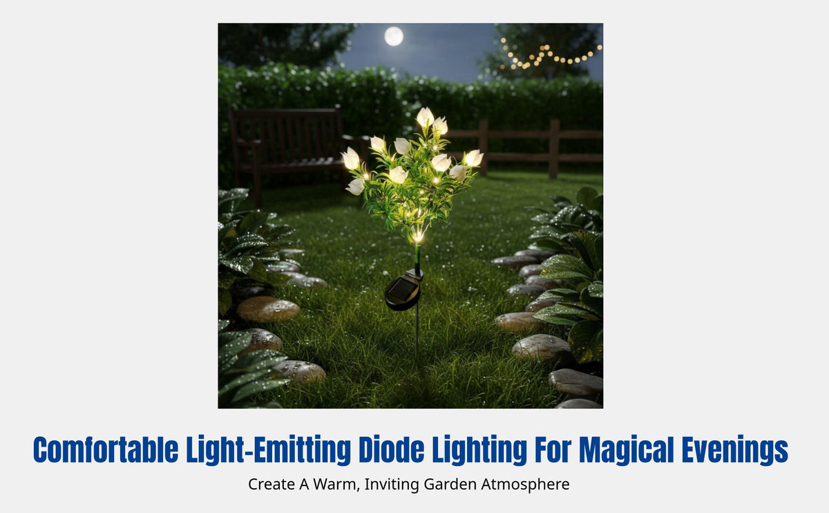 Solar Powered Gardenia Flower Light, LED Simulation, Outdoor Waterproof Lawn Light, Decorative Garden Ambience, Stainless Steel,