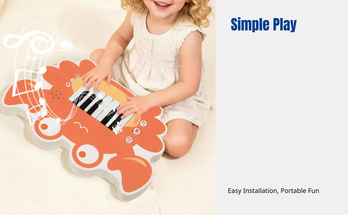 Wooden Animal Keyboard, Multifunctional Electronic Keyboard, Early Learning Toy, Educational Musical Instrument for Children