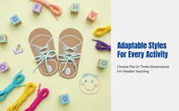 Shoelace Tying Practice Toy for Children, DIY Material Kit, Preschool Educational Activity, Self-Care Skills, Random Pattern