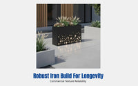 Outdoor Planter Box with Solar Light, Iron Flower Bed, Modular Trough for Tea Shop, Office, Commercial Street