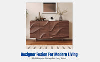Vintage Hardwood Sideboard, Designer Entryway Cabinet, Walnut Partition Storage, Multi-Functional Buffet for Living Room