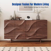 Vintage Hardwood Sideboard, Designer Entryway Cabinet, Walnut Partition Storage, Multi-Functional Buffet for Living Room