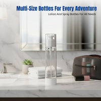 Vacuum Travel Dispensing Bottle Set, AS Resin, Press Pump Spray Bottle, Portable Cosmetic Lotion Container, Multi-Size,