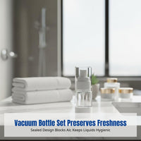 Vacuum Travel Dispensing Bottle Set, AS Resin, Press Pump Spray Bottle, Portable Cosmetic Lotion Container, Multi-Size,