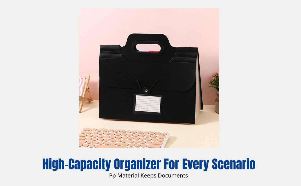 Rainbow Accordion Document Folder, Multi-Compartment, Large Capacity, Portable Organizer for School and Office