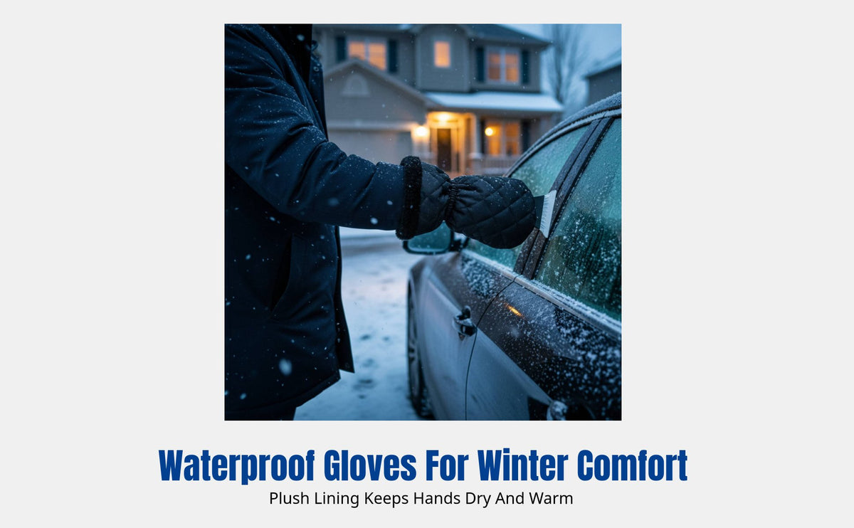 Thickened Waterproof Car Snow Brush, Ice Removal Warm Glove, Winter Cleaning Tool