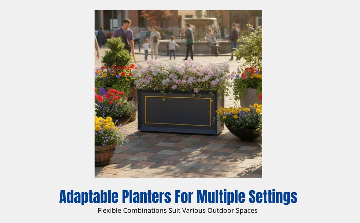 Outdoor Stainless Steel Planter Box, Movable Iron Flower Stand, Square Tree Container for Plaza, Commercial Street