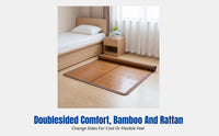 Double-Sided Bamboo Cooling Mat, Thickened Rattan, Foldable, Summer Dormitory, Two-in-One Design