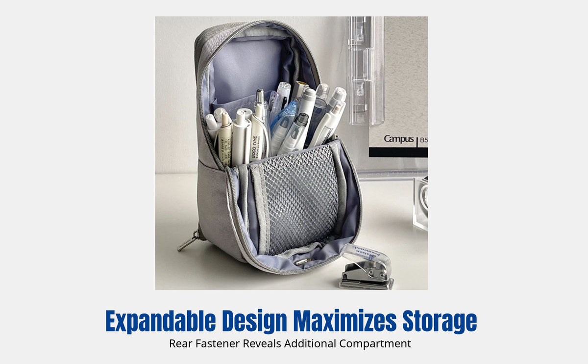 Standing Writing Instrument Case, Polyester, Large Capacity, Multifunctional Stationery Organizer, Mobile Phone Stand,