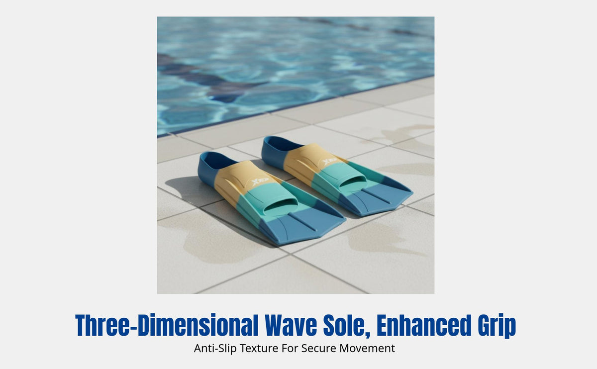 Aquatic Fins, Silicone Flippers for Kids Adults, Training, Breaststroke, All-Stroke, Non-Slip Sole