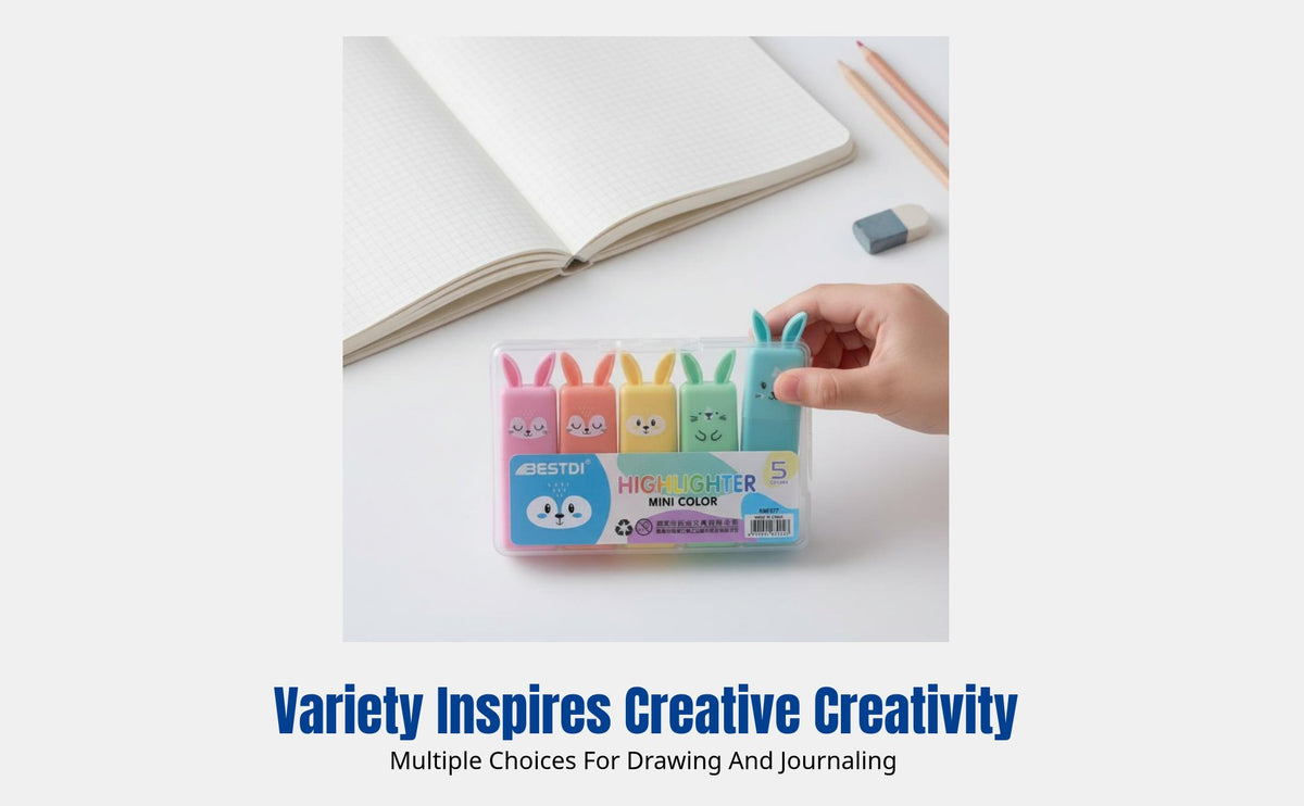 Mini Hare Highlighter, Cute Fluorescent Marker Pen, Kids Drawing, Journaling