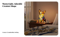 Cat LED Table Lamp, Resin Animal Sculpture, Mosaic Glass Home Decor Accent