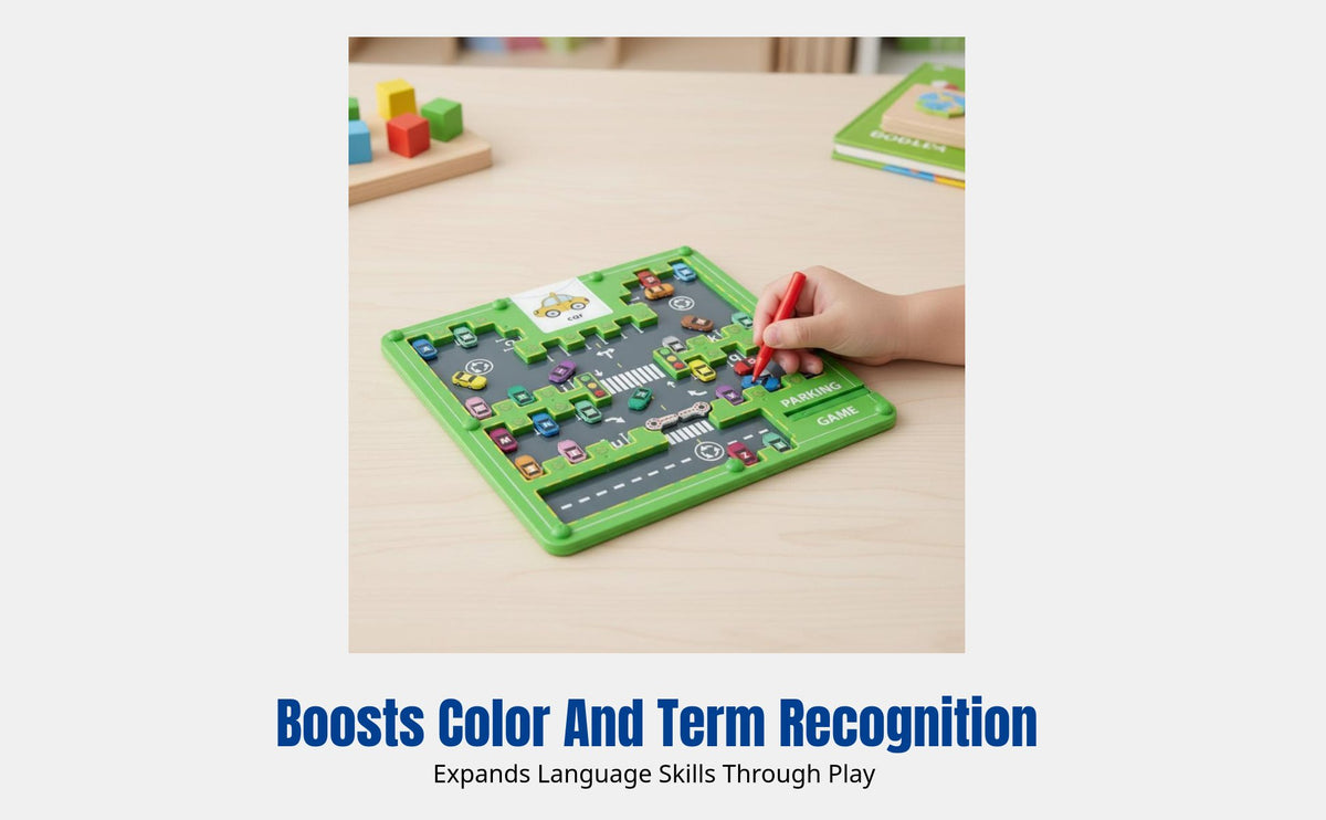 Magnetic Counting Board for Kids, Educational Maze Game, Color Sorting Pen, Parking Lot Theme, Early Learning Toy