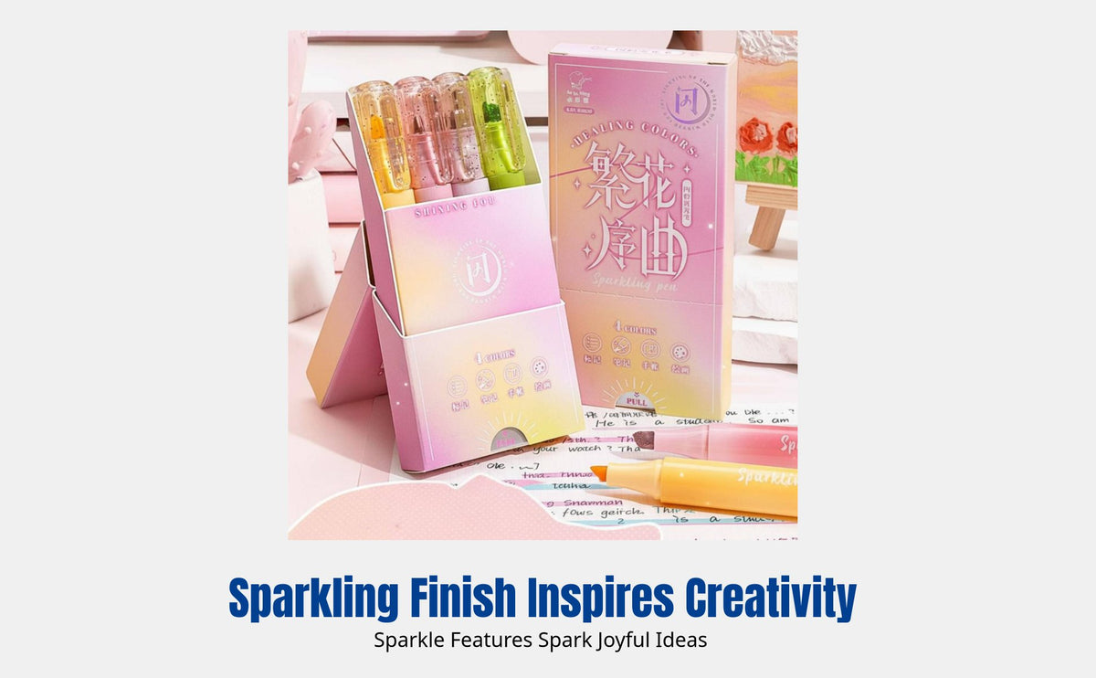 Radiant Series Sparkle Highlighter Pen, Journal Marker, Cute Stationery, Creative Packaging