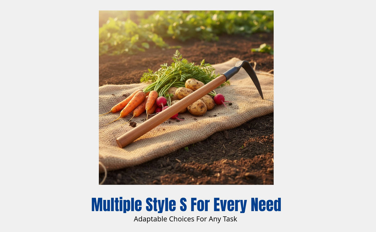 Tempered Manganese Steel Hoe, Wooden Handle, Outdoor & Home Use, Soil Digging, Vegetable Planting, Multi-Model