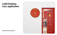 Seasonal Holiday Fu Door Sticker, Gold Foil, Flocking, Adhesive Decor