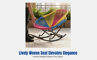 Rattan Rocking Chair, Ergonomic Lounge Chair, Colorful Easy Chair for Adults, Balcony & Living Room Leisure
