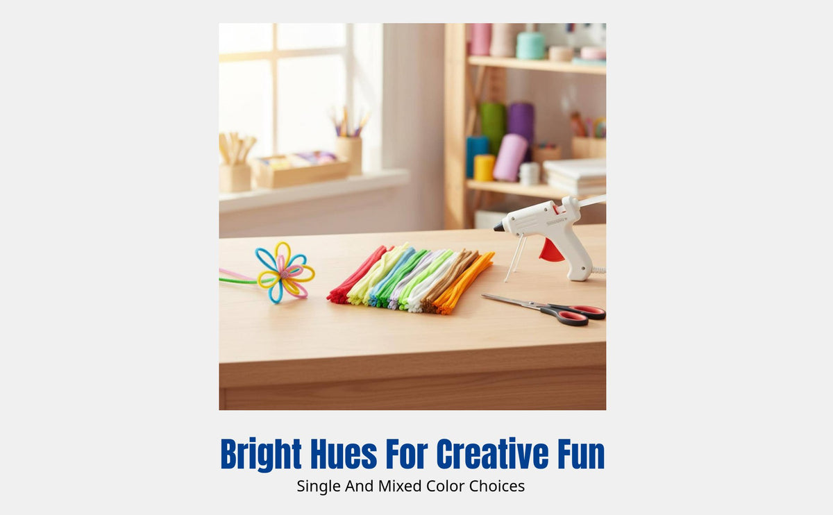 Thick Chenille Pipe Cleaners DIY Craft Kit, Extra Dense, Non-Shedding, Multicolor, Handmade Flower Arrangements, Kids Art