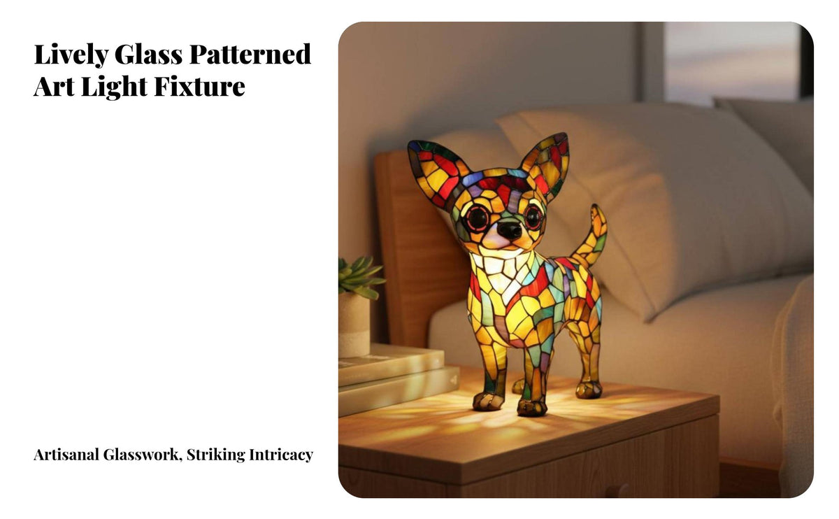 Dog Series Resin Figurine, LED Night Light, Artistic Animal Sculpture, Creative Home Decor, Plug-in Button