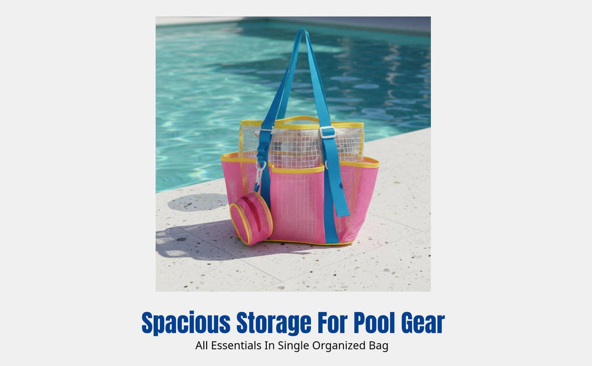 Swimming Bag, Multi-Pocket Mesh Tote, Wet/Dry Separation, Large Capacity, Fashionable