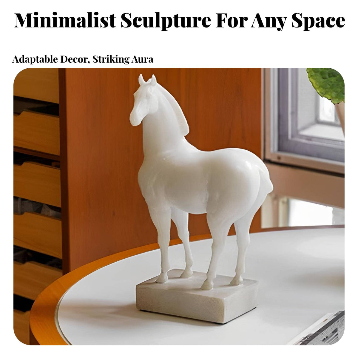 Chinese Style Resin Horse Sculpture, Vintage Cream Decor for Living Room, Hotel, TV Cabinet, Gift