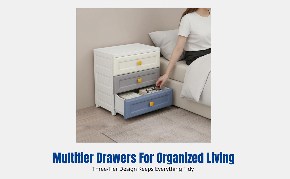 Modern Chinese Style Bedside Cabinet, Bedroom Storage Drawer, Multi-Functional Nightstand, Easy Installation, Minimalist Design