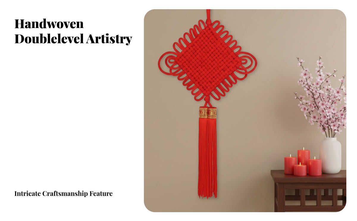 Chinese Knot Hanging Decoration, Large Size, Red Fu Character decoration, Living Room, New Year, Festive Entryway Decor