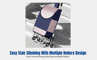 Shopping Cart, Foldable Stair Climbing Trolley, Lightweight Handcart, Portable Grocery Cart for Home, Supermarket, Elderly