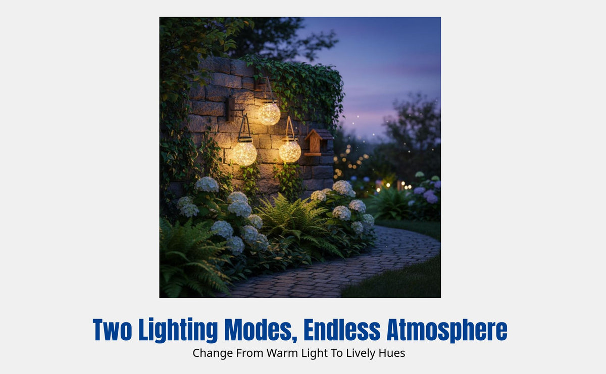 Solar Crackle Hanging Lantern, Outdoor Garden Balcony Ambience, Waterproof LED