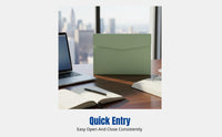 Leather Document Bag, Business Document Folder, Envelope Design, Snap Closure, Large Capacity, Multi-Color, Receipt Organizer